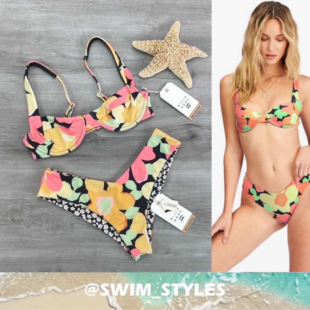 🔆BILLABONG🔆 PRETTY DAZE UNDERWIRE PRETTY DAZE FIJI BIKINI SET - Picture 1 of 16